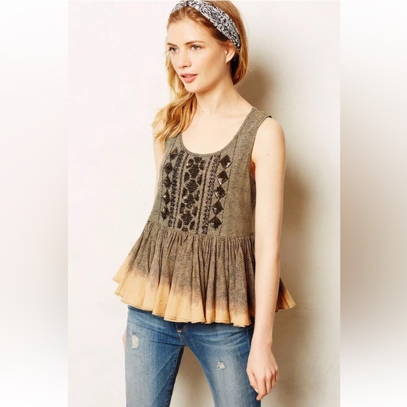 AKEMI + KIN by ANTHROPOLOGIE NWOT Suva Swing Anaphora Tank Top in Brown Motif - Picture 4 of 9